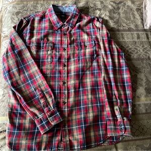 Vans Red and Blue Plaid Casual Flannel Shirt Large EUC
